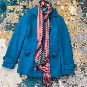 Forever 21 Blue Wool Coat & Scarf